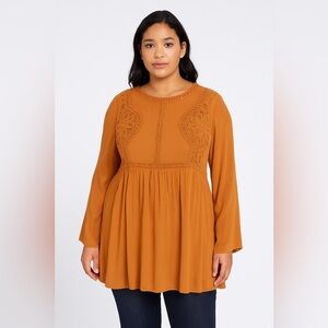 JODIFL Boho Brown Tunic Top size L Long Sleeve Crochet Lace Festival”
Mtp(9)